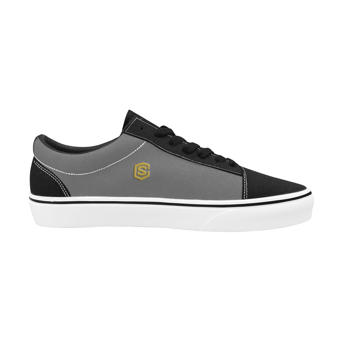 gold logo Women's Low Top Skateboarding Shoes (Model E001-2)