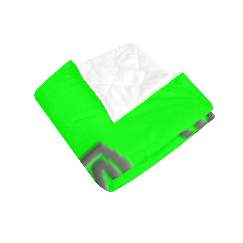 Green Quilt with Gray Logo Custom Quilt  70" x 80"