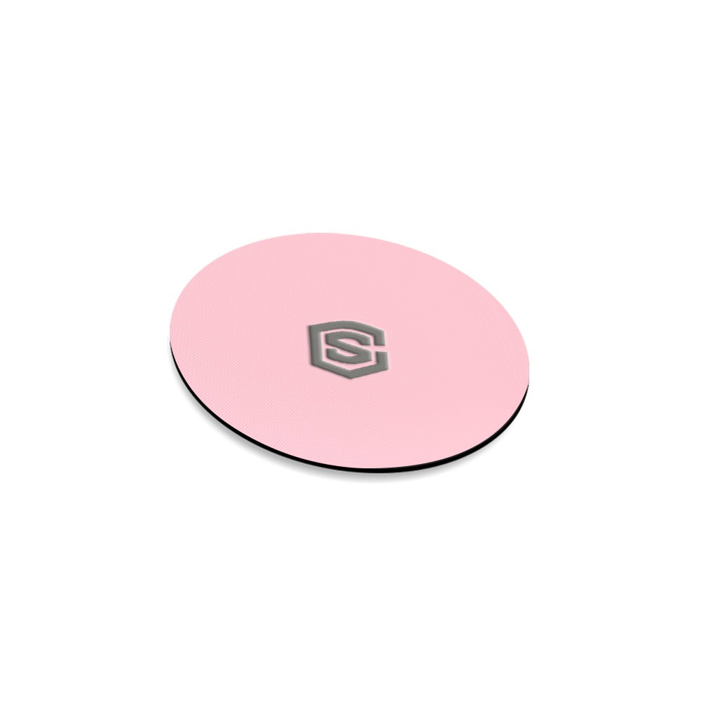 Pink Round Coaster with Gray Logo Round Coaster