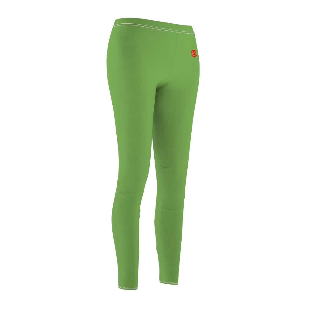 Green Women's Cut & Sew Casual Leggings Red logo