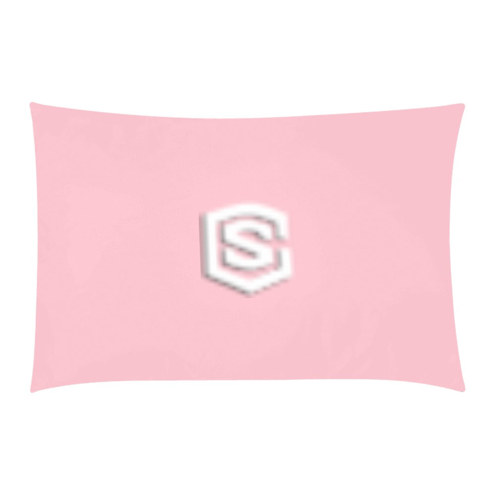 Pink 3-Piece Bedding Set (1 Duvet Cover 86"x70"; 2 Pillowcases 20"x30")(One Side) wtih White Logo 3-Piece Bedding Set (1 Duvet Cover 86"x70"; 2 Pillowcases 20"x30")(One Side)