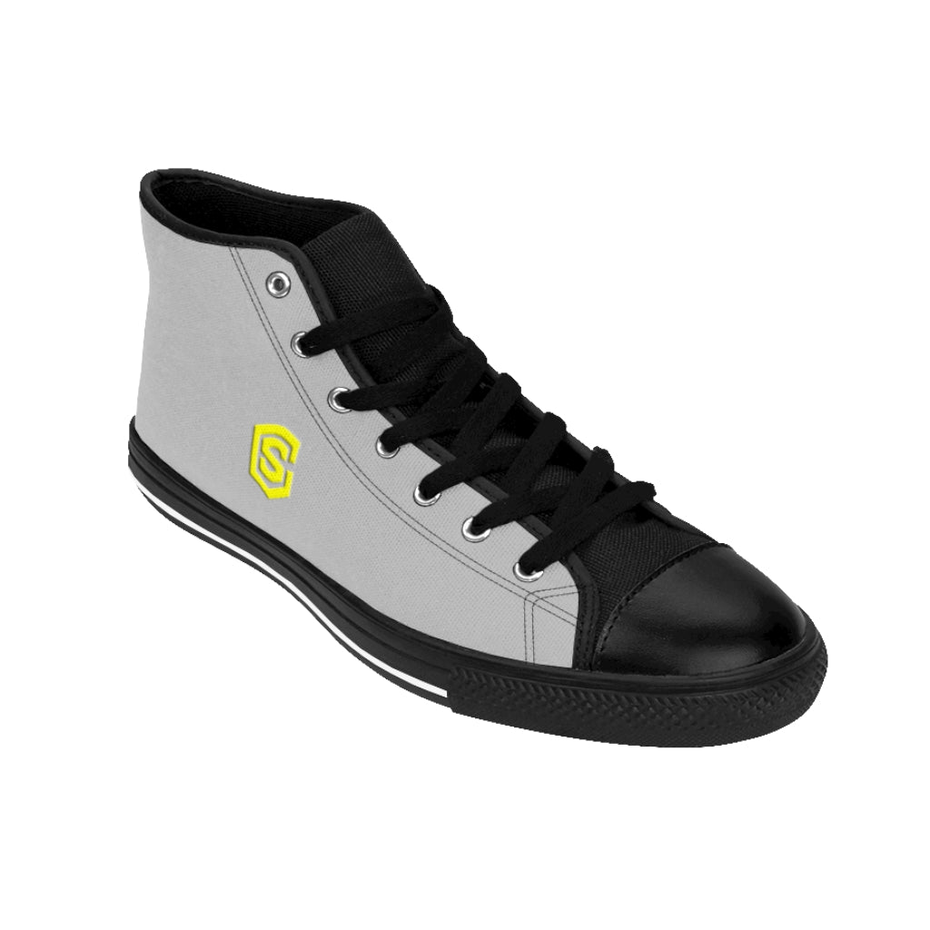 grey Men's High-top Sneakers - yellow logo