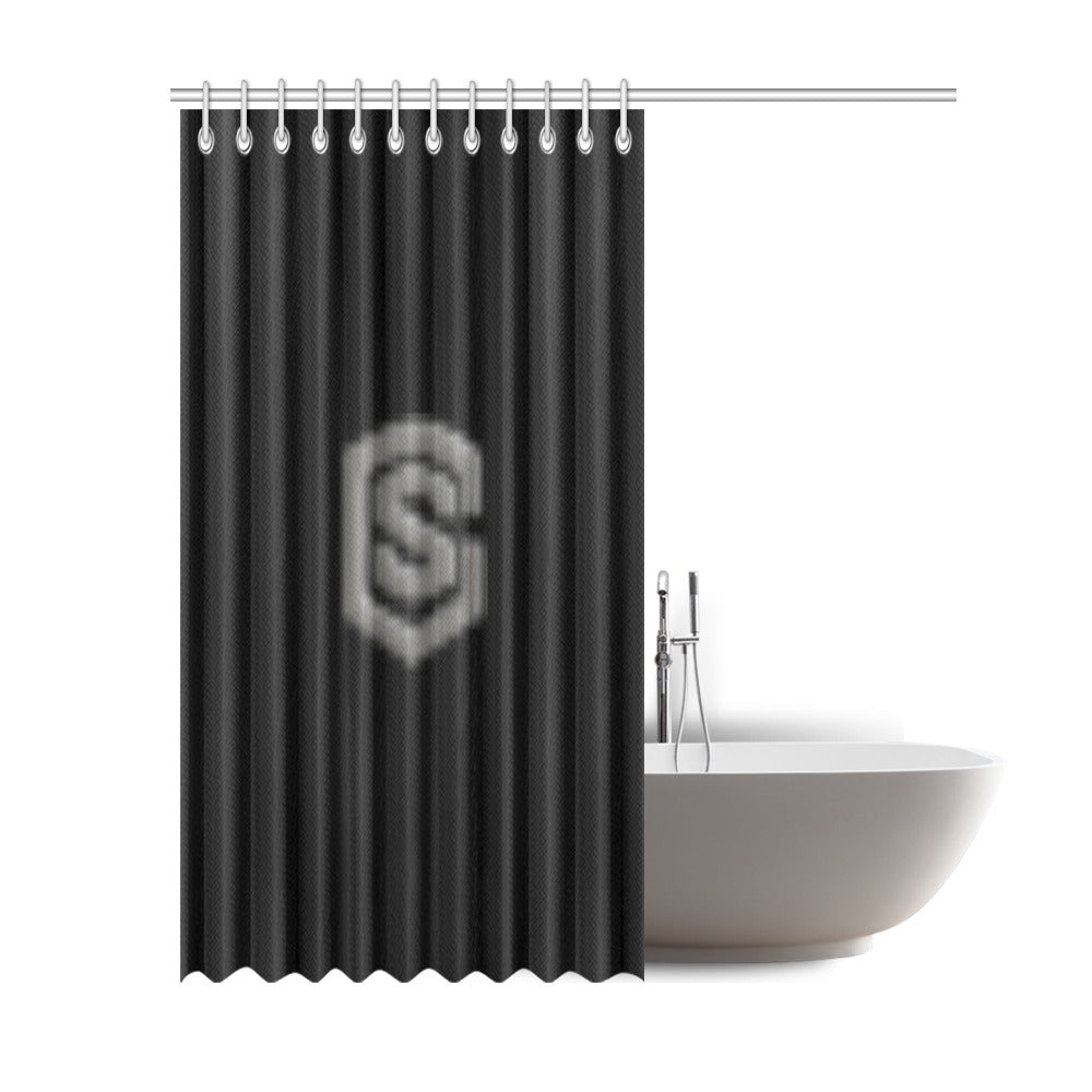 Black Shower Curtain 69"x84" with Gray Logo Shower Curtain 69"x84"