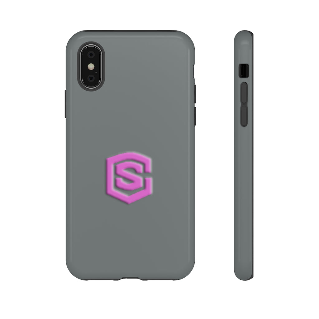 Grey Tough Cases Pink Logo