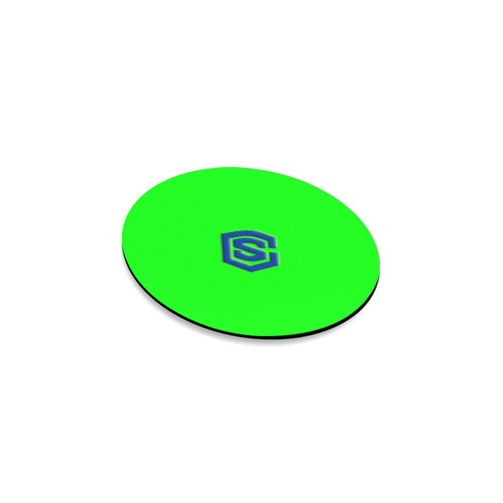 Green Round Coaster with Blue Logo Round Coaster