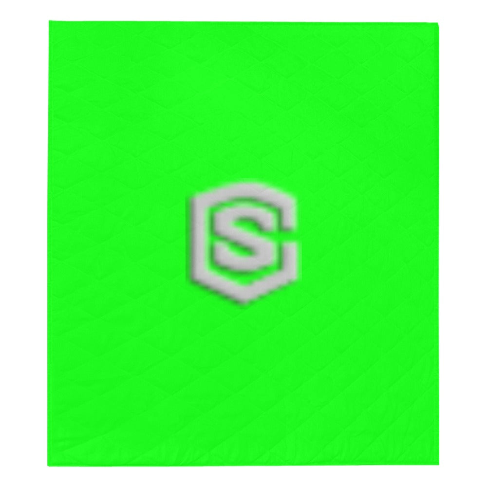 Green Quilt with Silver Logo Custom Quilt  70" x 80"