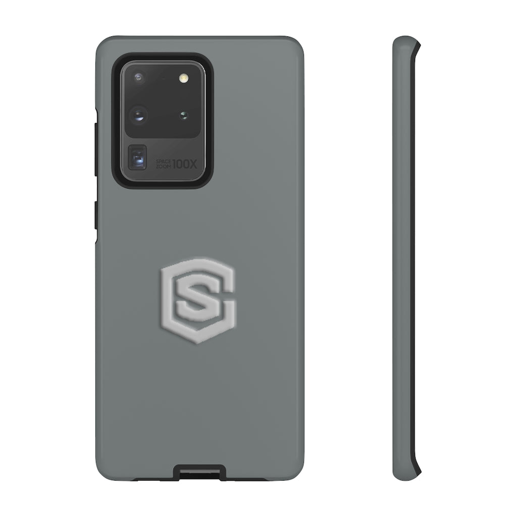 Grey Tough Cases Silver Logo
