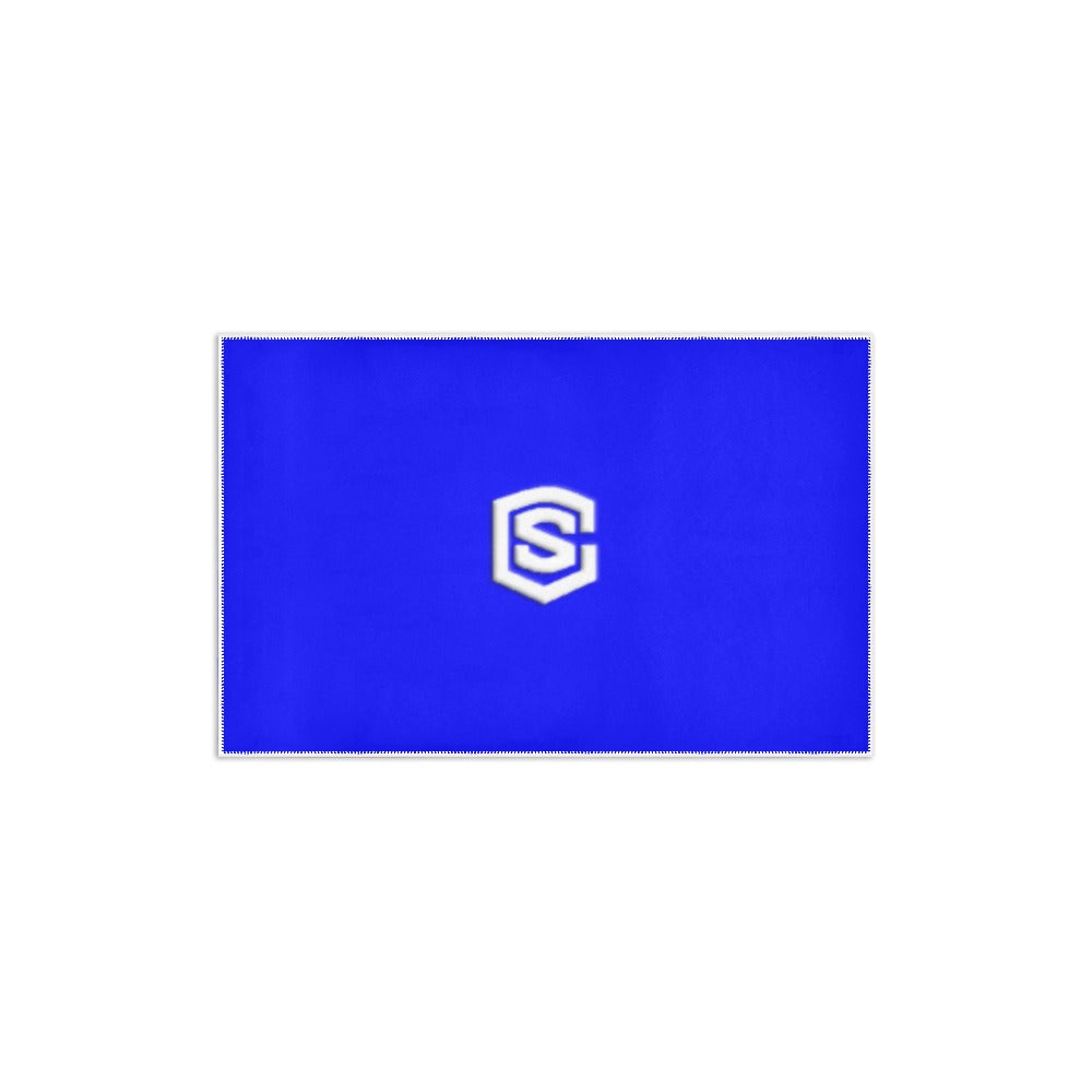 BLUE SMALL AREA RUG WITH WHITE  LOGO Area Rug 2.6' x 1.7'