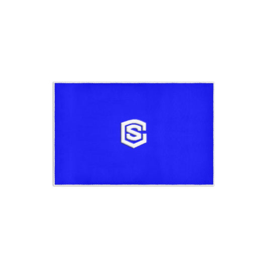 BLUE SMALL AREA RUG WITH WHITE  LOGO Area Rug 2.6' x 1.7'