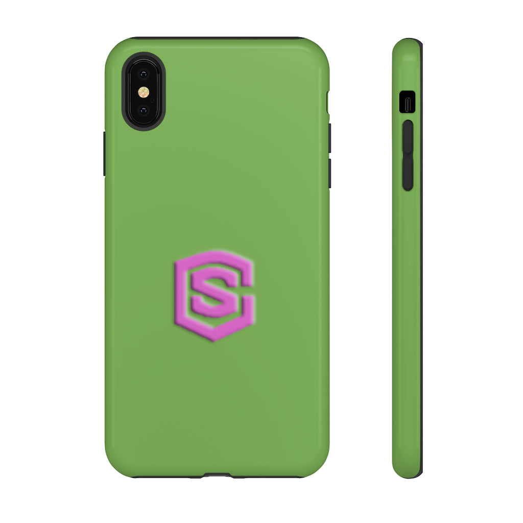 Green Tough Cases Pink Logo
