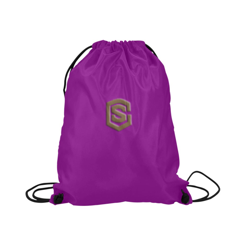 Purple Drawstring Bags Large With Brown Logo Drawstring Bags (Model 1604) (Large)