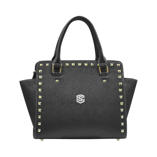 BLACK RIVET SHOULDER HANDBAG silver logo Rivet Shoulder Handbag (Model 1645)