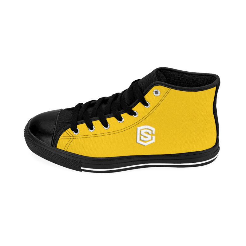 yellow Men's High-top Sneakers - white logo