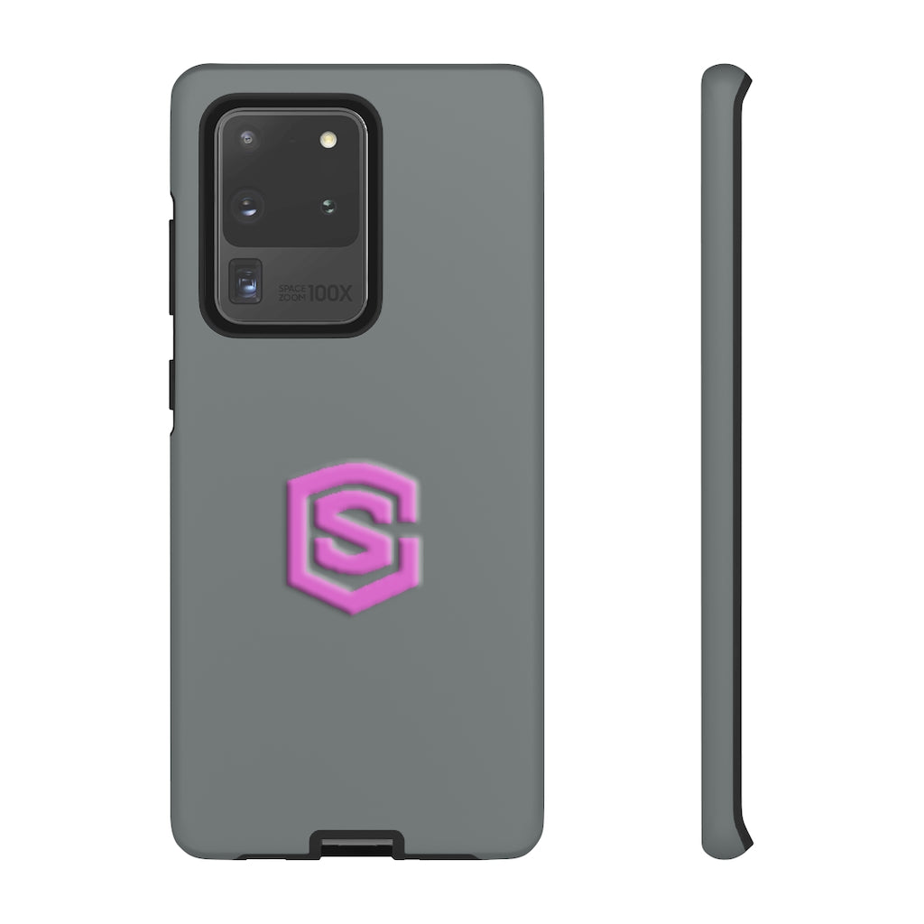 Grey Tough Cases Pink Logo