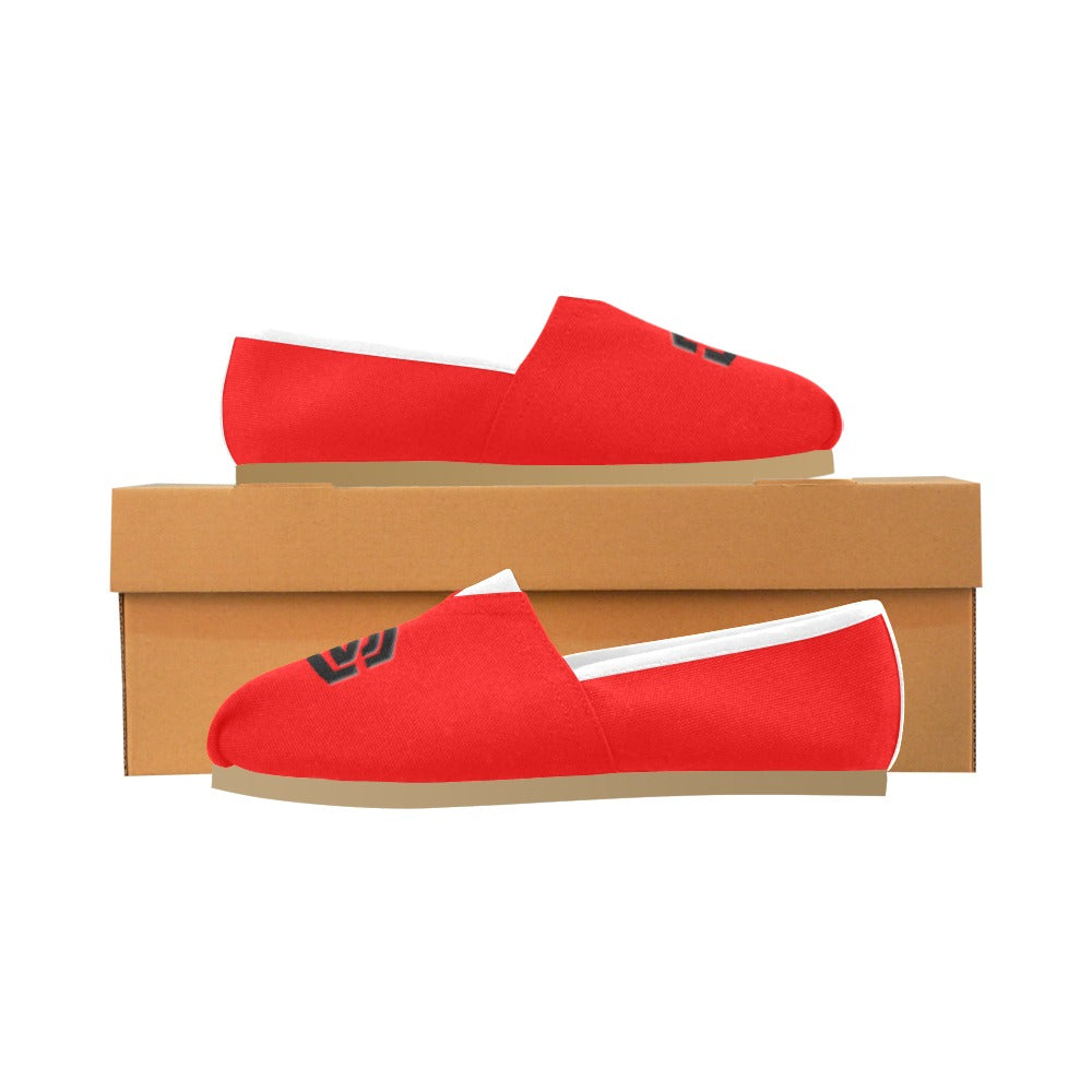 RED Casual Canvas Women's WITH BLACK LOGO Casual Canvas Women's Shoes (Model 004) (Designs are mirrored)