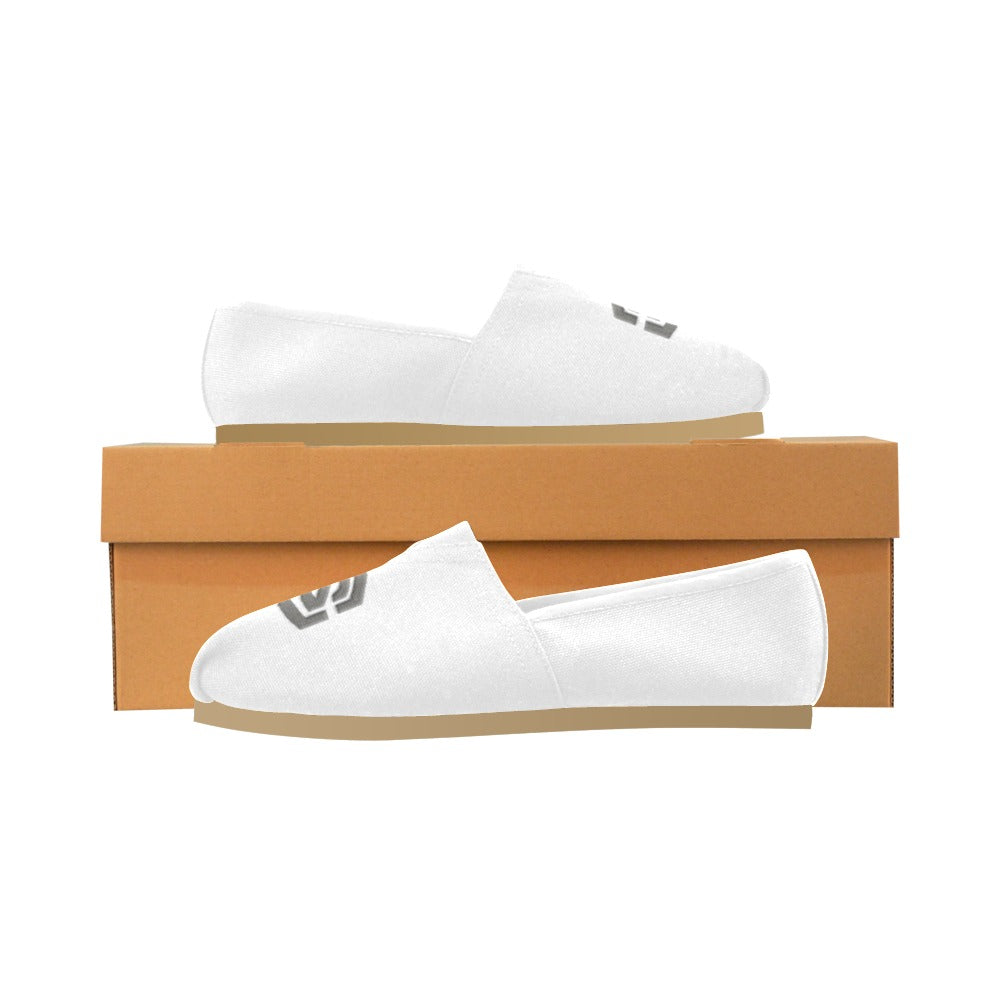 WHITE Casual Canvas Women's WITH GRAY LOGO Casual Canvas Women's Shoes (Model 004) (Designs are mirrored)