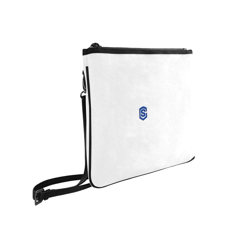 WHITE SLIM CLUTCH BAG blue logo Slim Clutch Bag (Model 1668)