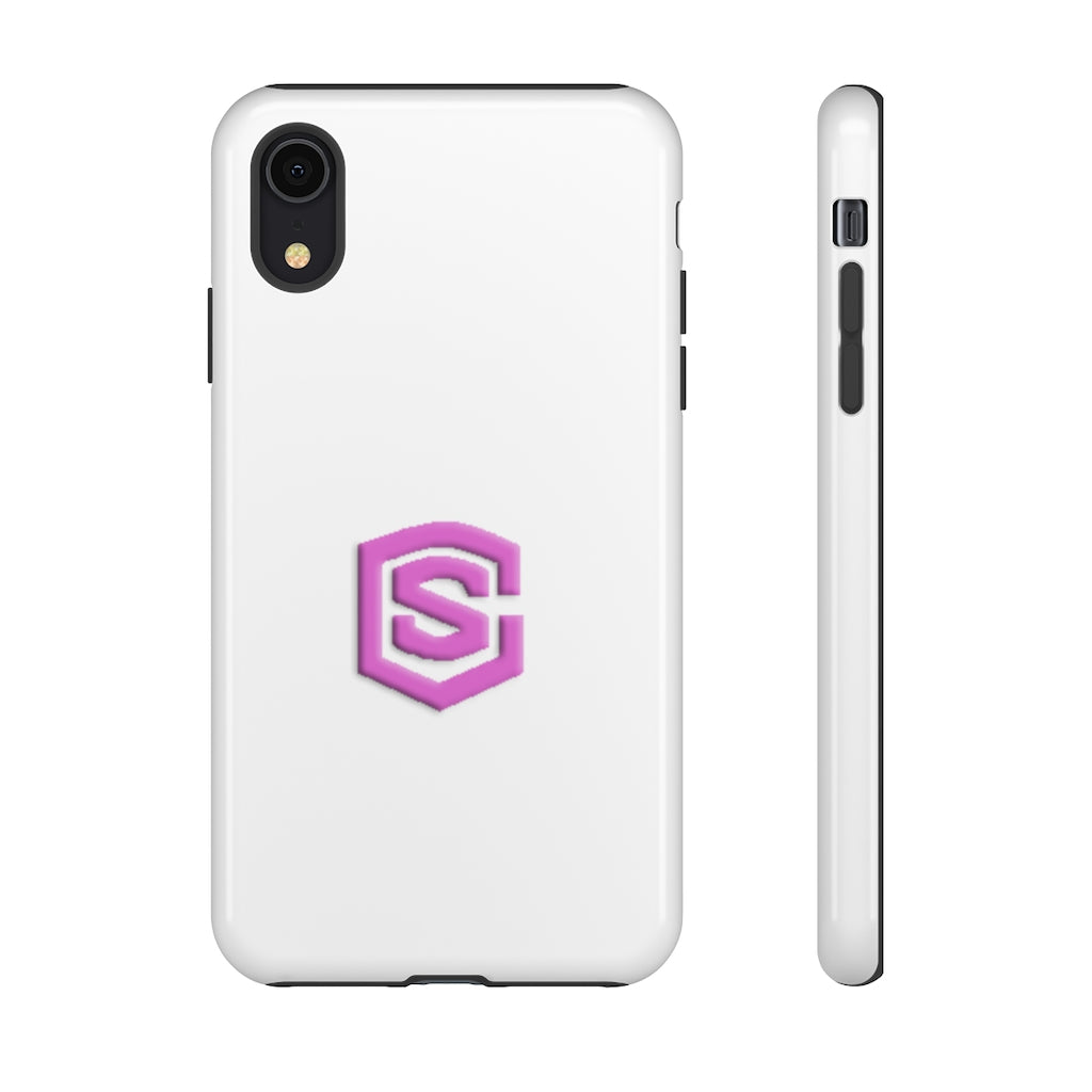White Tough Cases Pink Logo