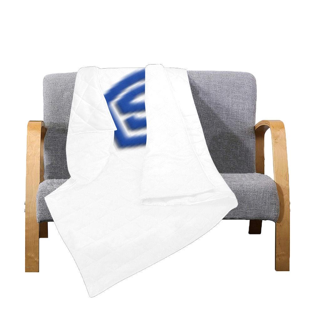 White Custom Quilt Blue Logo Custom Quilt 50" x 60"