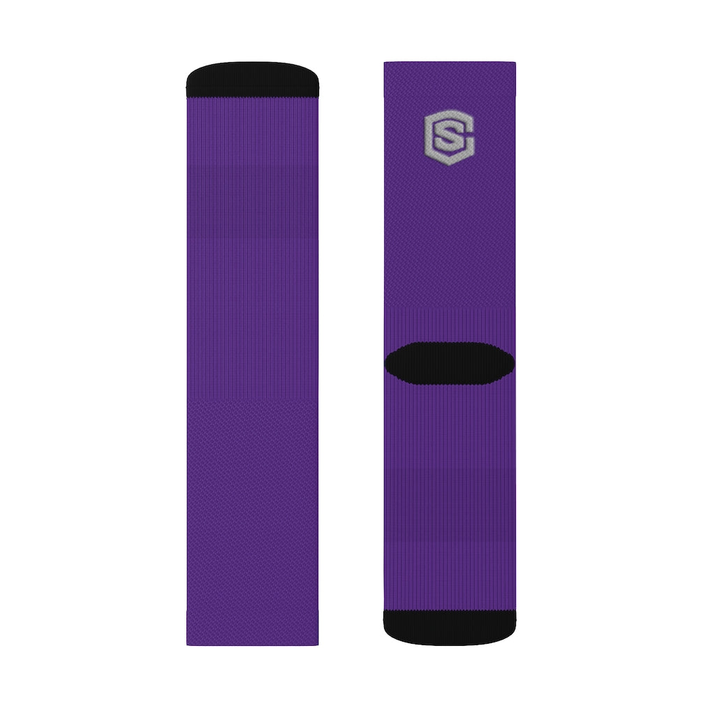 Purple Sublimation Socks Silver Logo