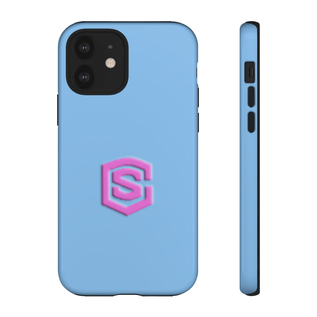 Blue Tough Cases Pink Logo