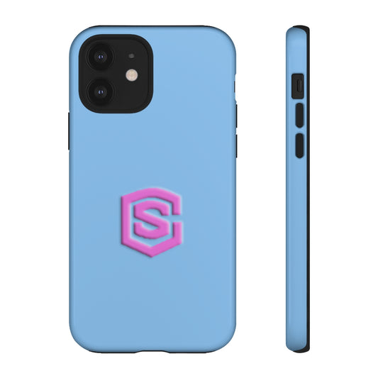 Blue Tough Cases Pink Logo