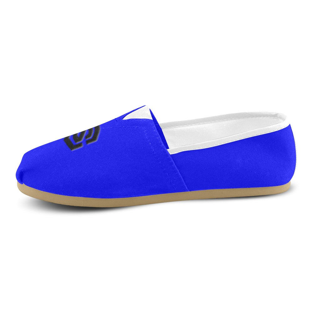 BLUE Casual Canvas Women's WITH BLACK LOGO Casual Canvas Women's Shoes (Model 004) (Designs are mirrored)
