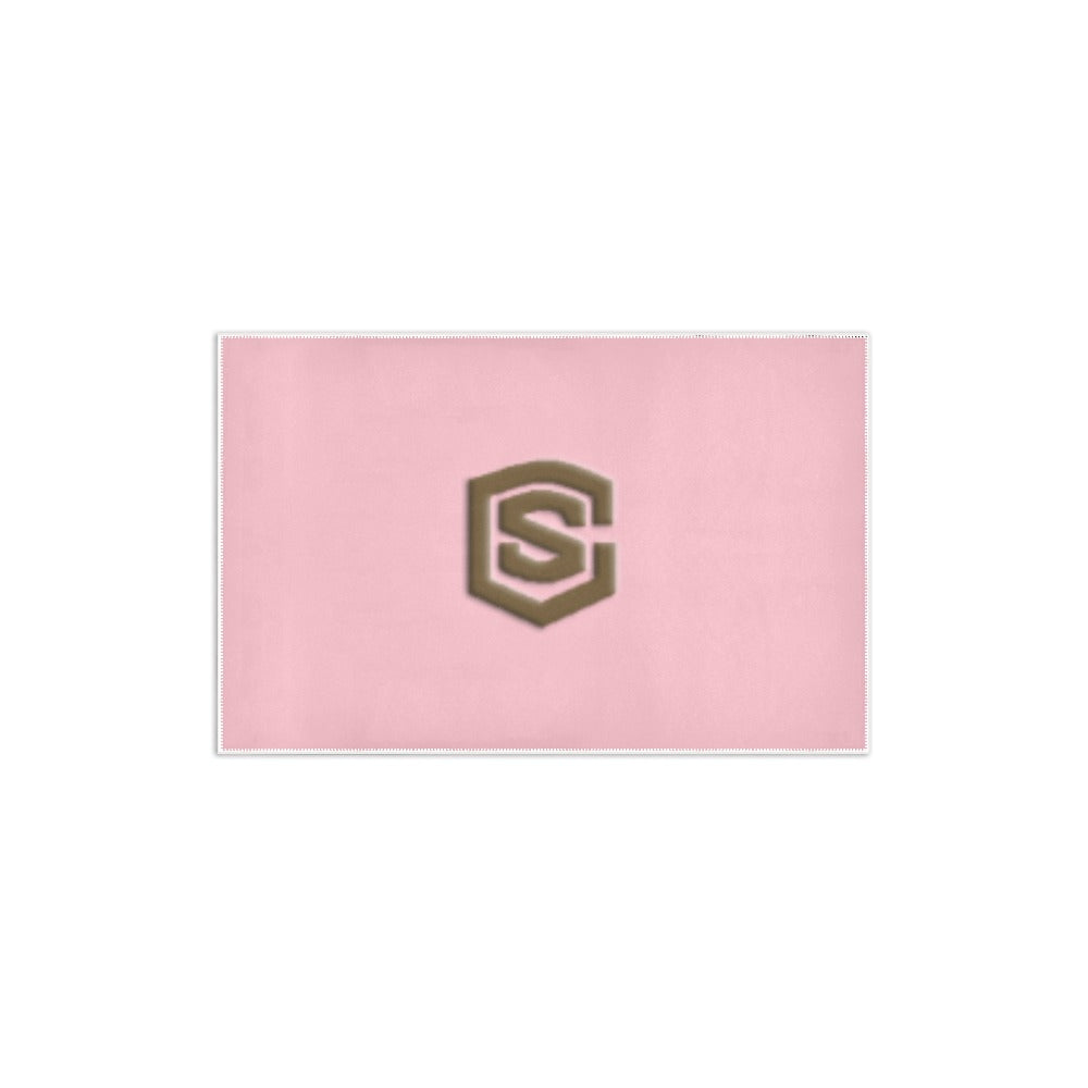 Pink Area Rug 2.6' x 1.7' with Brown Logo Area Rug 2.6' x 1.7'