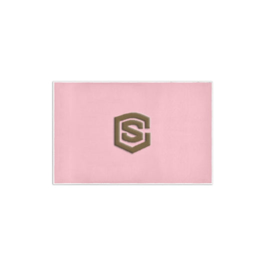 Pink Area Rug 2.6' x 1.7' with Brown Logo Area Rug 2.6' x 1.7'