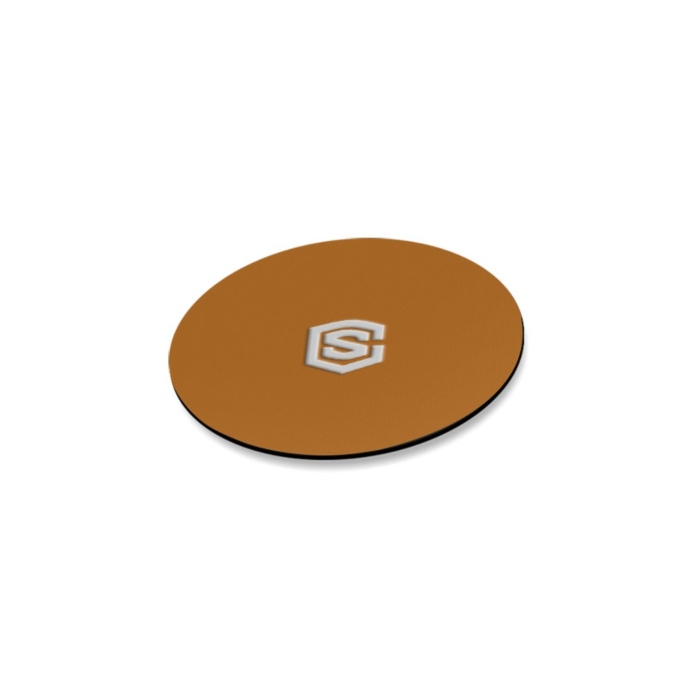 Brown Round Coaster with Silver Logo Round Coaster