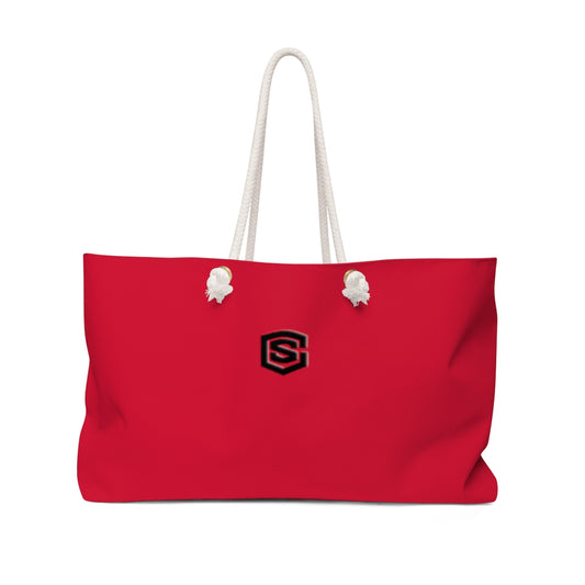 Red Weekender Bag Black Logo
