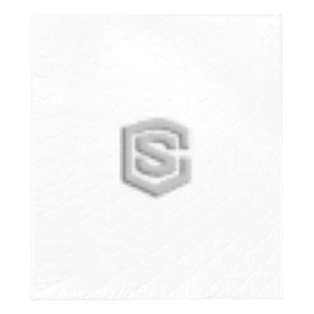 White Quilt with Silver Logo Custom Quilt  70" x 80"