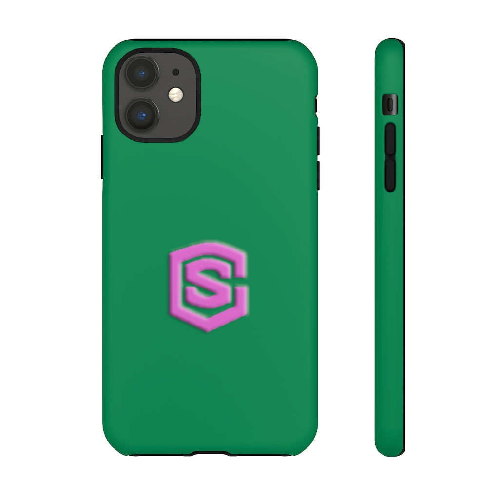 Green Tough Cases Pink Logo