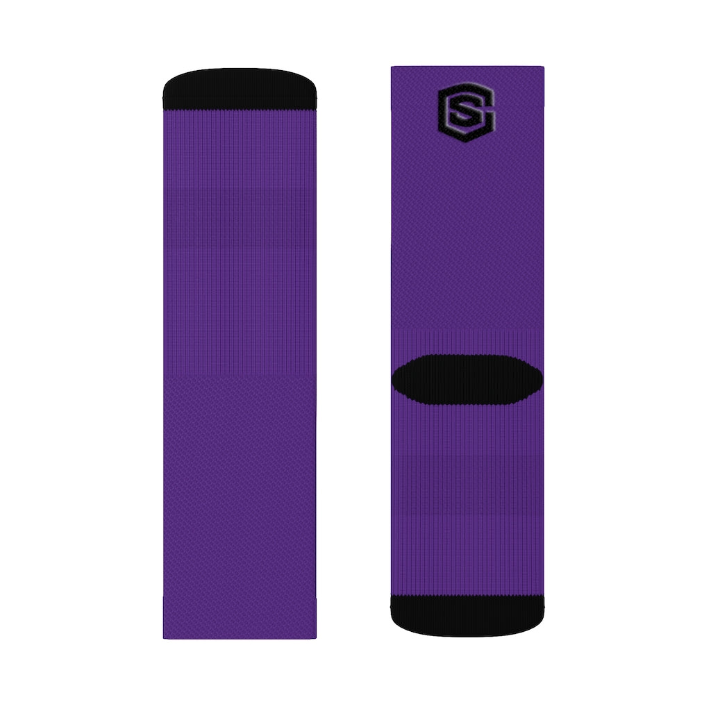 Purple Sublimation Socks Black Logo