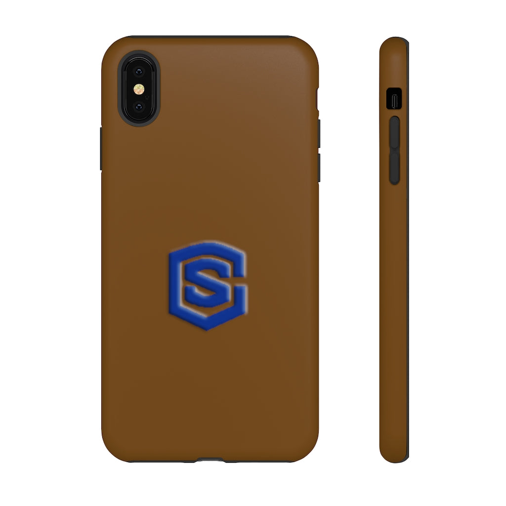 Brown Tough Cases Blue Logo