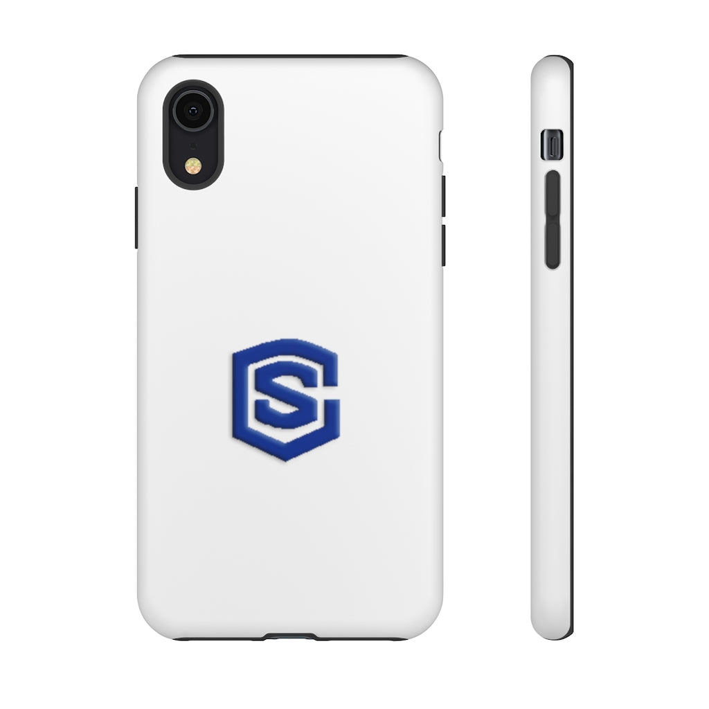 White Tough Cases Blue Logo