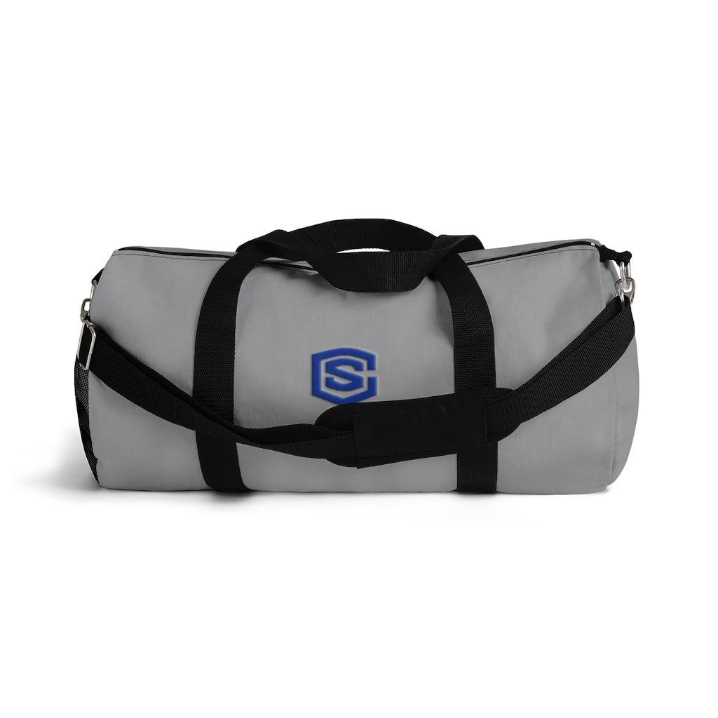Grey Duffel Bag Blue Logo
