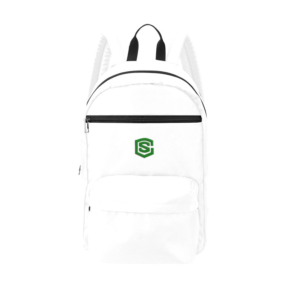 White Travel Backpack With Green Logo Travel Backpack(Large Capacity)(Model 1691)