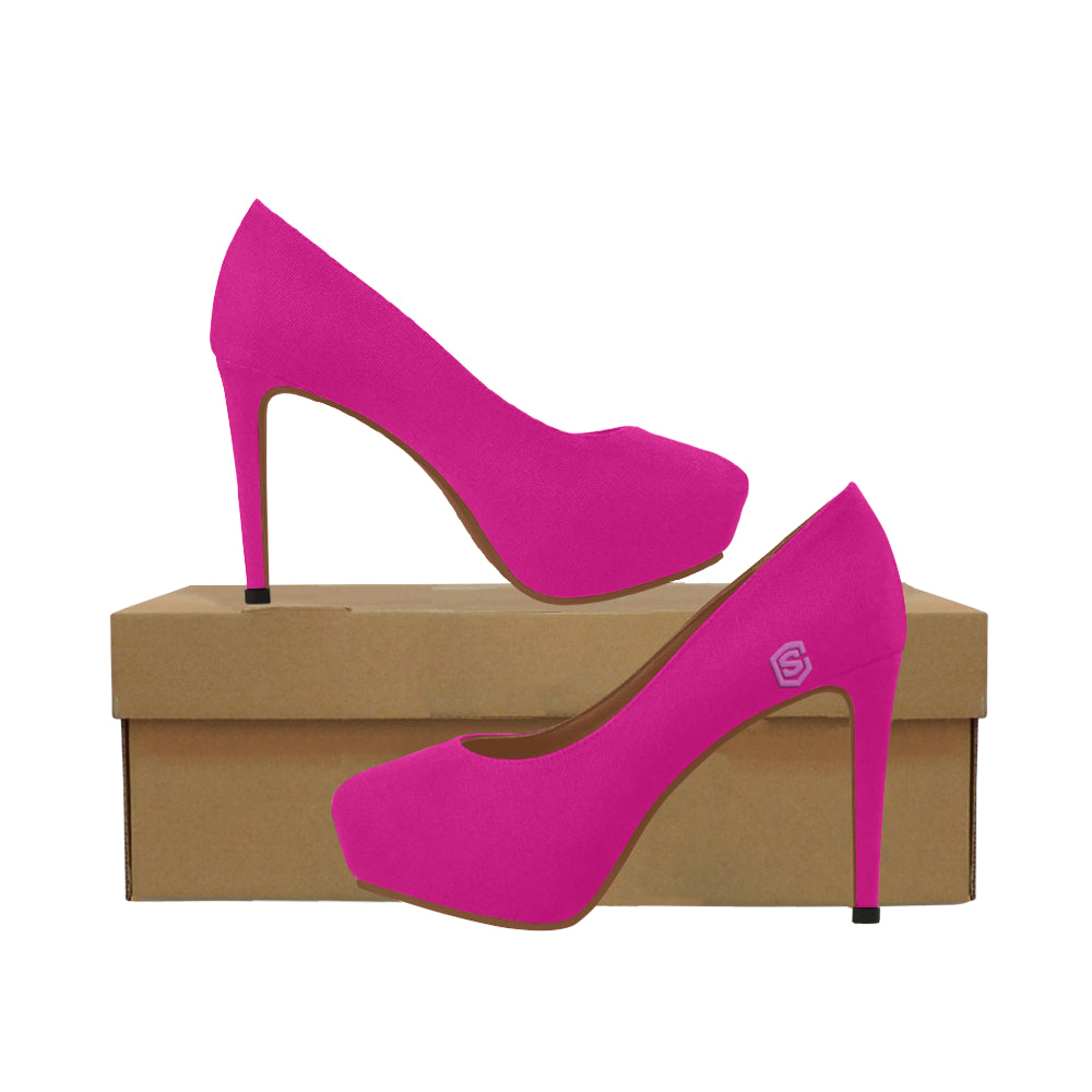 BLUE Women's High Heels pink logo Women's High Heels (Model 044)
