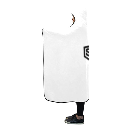 WHITE Hooded Blanket WHITH BLACK LOGO Hooded Blanket 80"x56"