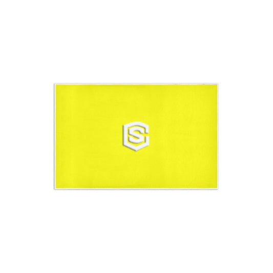 YELLOW SMALL AREA RUG WITH WHITE  LOGO Area Rug 2.6' x 1.7'