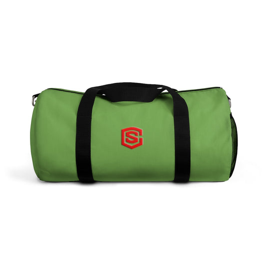 Green Duffel Bag Red Logo