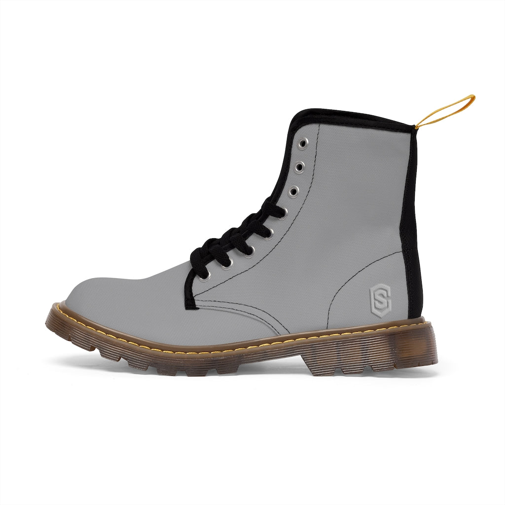 Grey Men's Canvas Boots Silver Logo