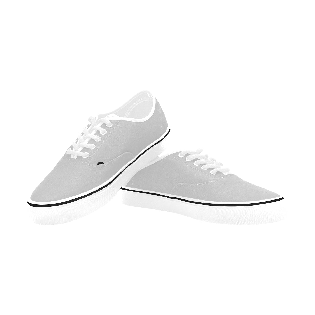 black logo Classic Women's Canvas Low Top Shoes (Model E001-4)