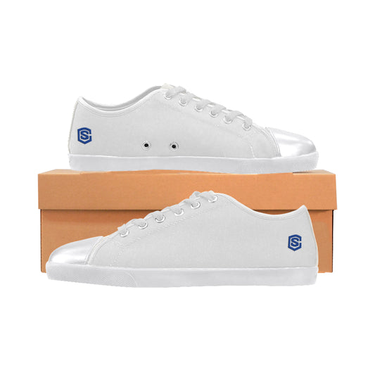 blue logo Women's Canvas Shoes (Model 016)