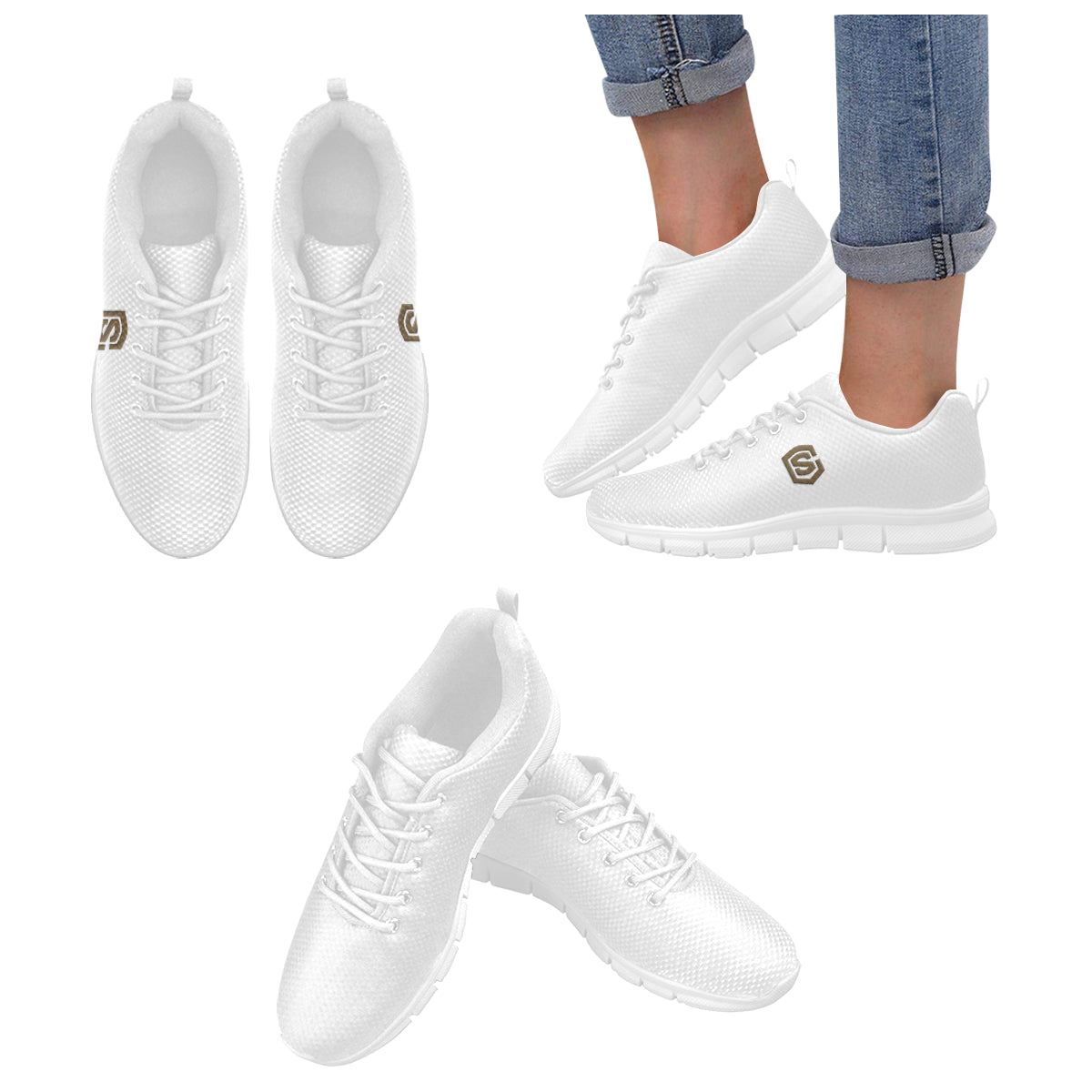 brown logo Women's Breathable Running Shoes (Model 055)