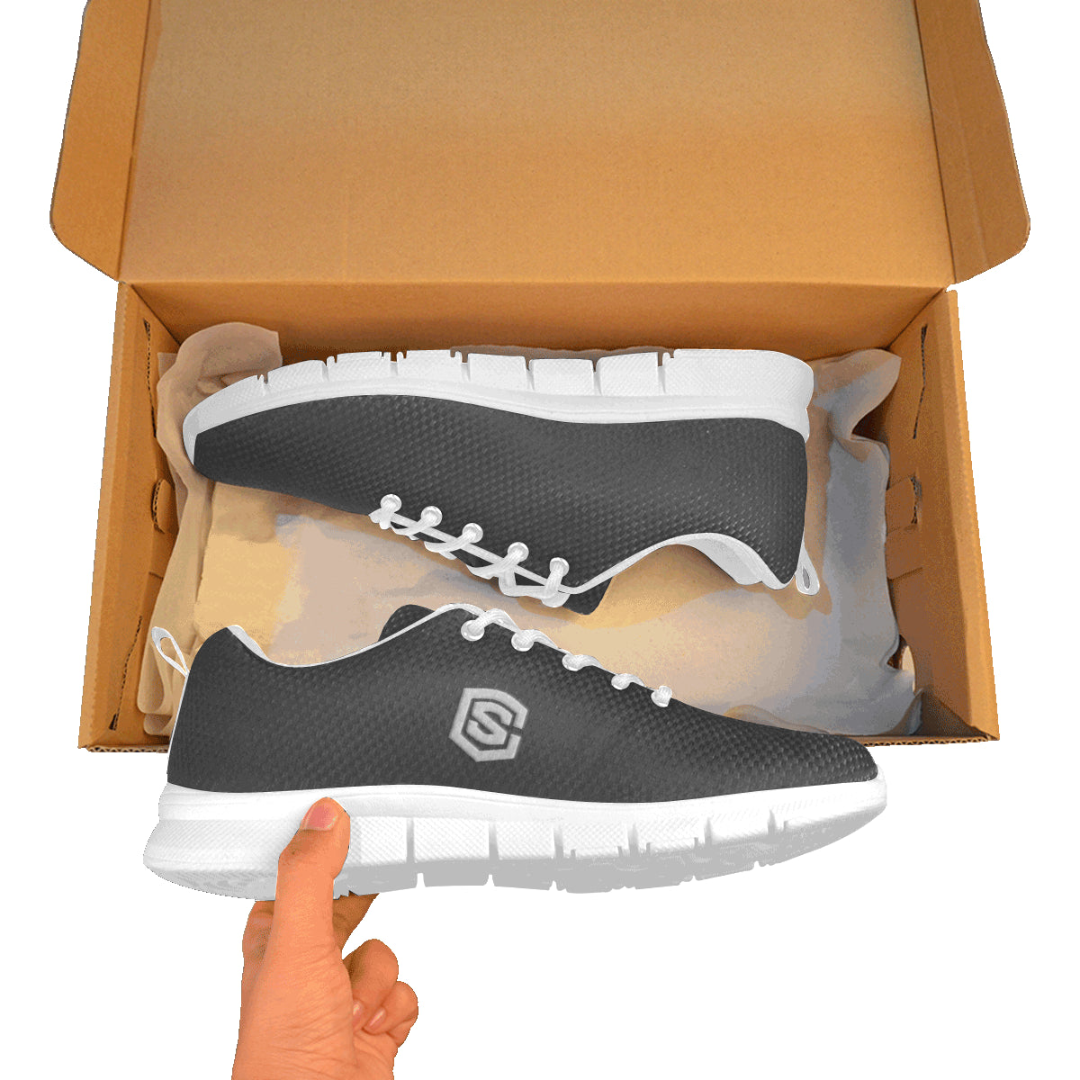 silver logo Women's Breathable Running Shoes (Model 055)