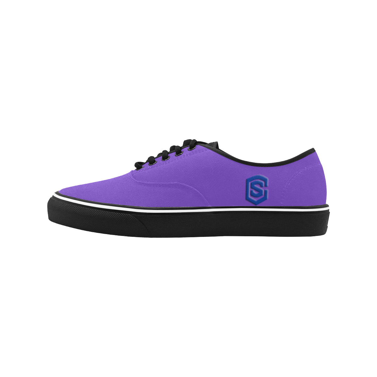blue logo Classic Men's Canvas Low Top Shoes/Large (Model E001-4)
