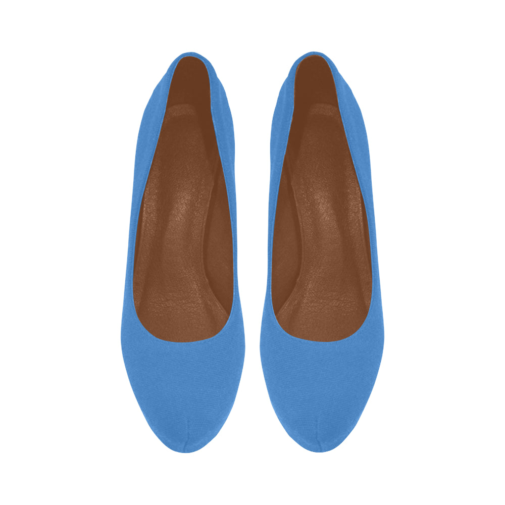 LIGHT BLUE Women's High Heels blue logo Women's High Heels (Model 044)