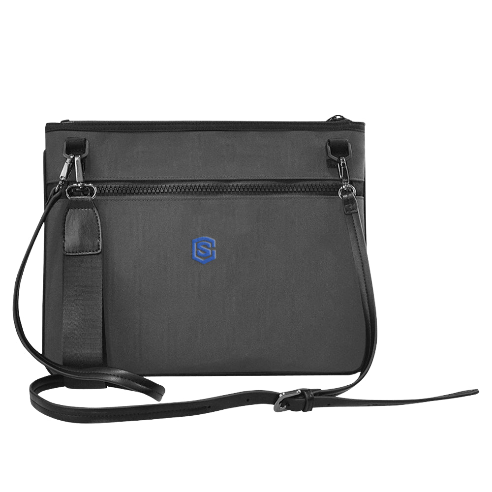 BLACK SLIM CLUTCH BAG blue logo Slim Clutch Bag (Model 1668)